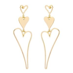 Goldtone Triple Heart Drop Earrings